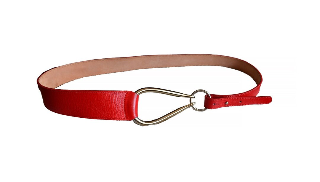 Ceinture En Cuir Furla Vintage - Taille 80, Couleur Bordeaux, Occasion Authentique