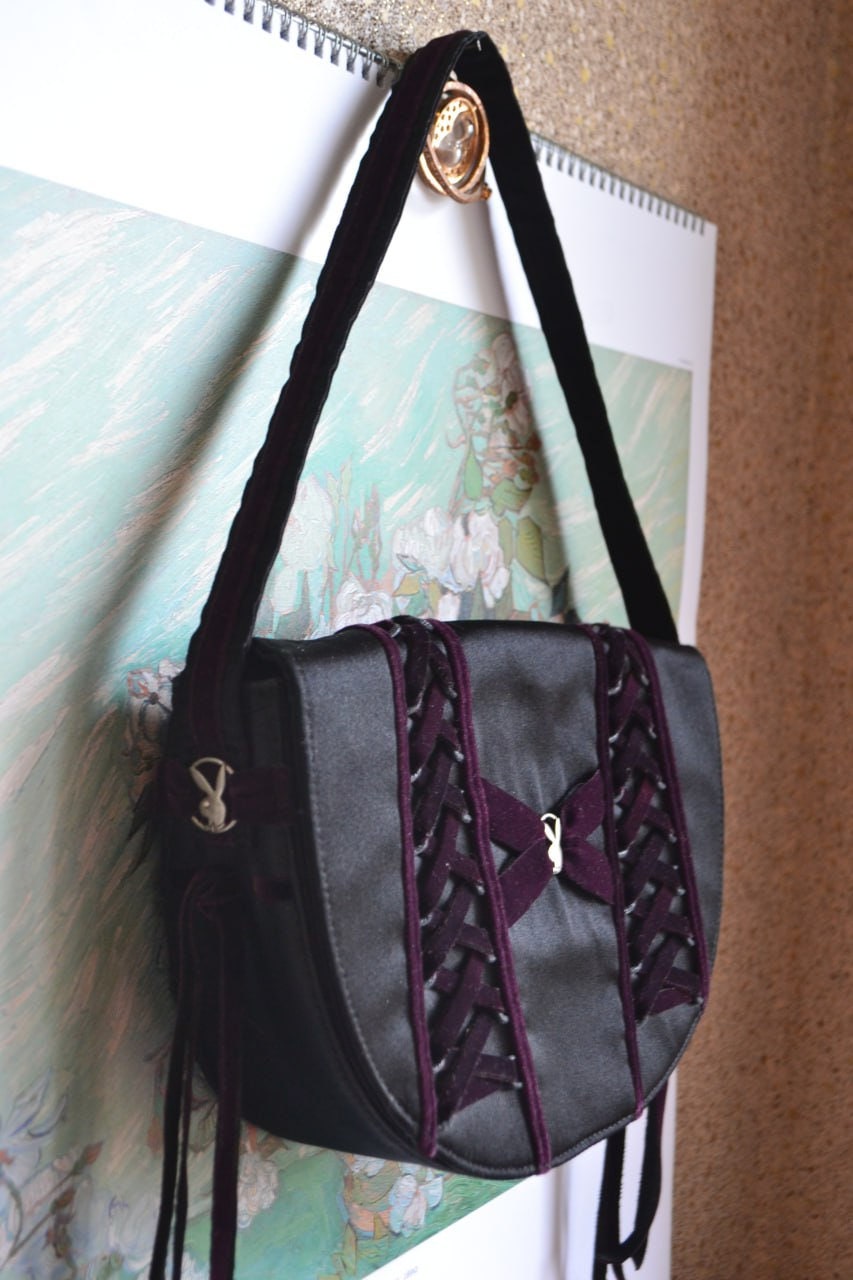 Vintage Y2K Playboy Archive Bunny Velvet Bow Bag, Shoulder Vintage Y2K Playboy Archive Bunny Velvet Bow Bag, Shoulder