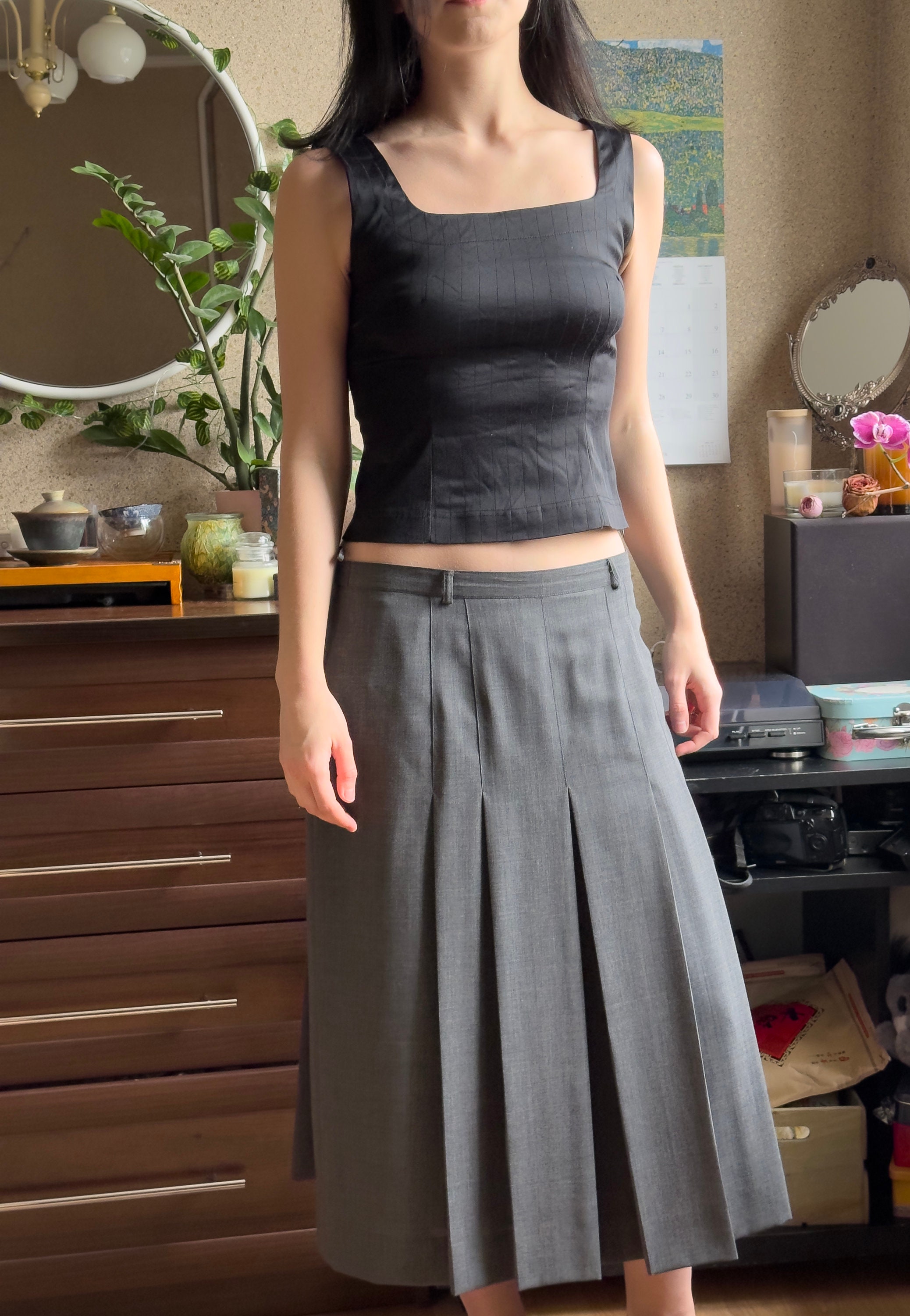 スカート BURBERRY Woman Skirt Grey 8113042 Vintage Burberry's Pleated Midi Grey Skirt, Burberry London