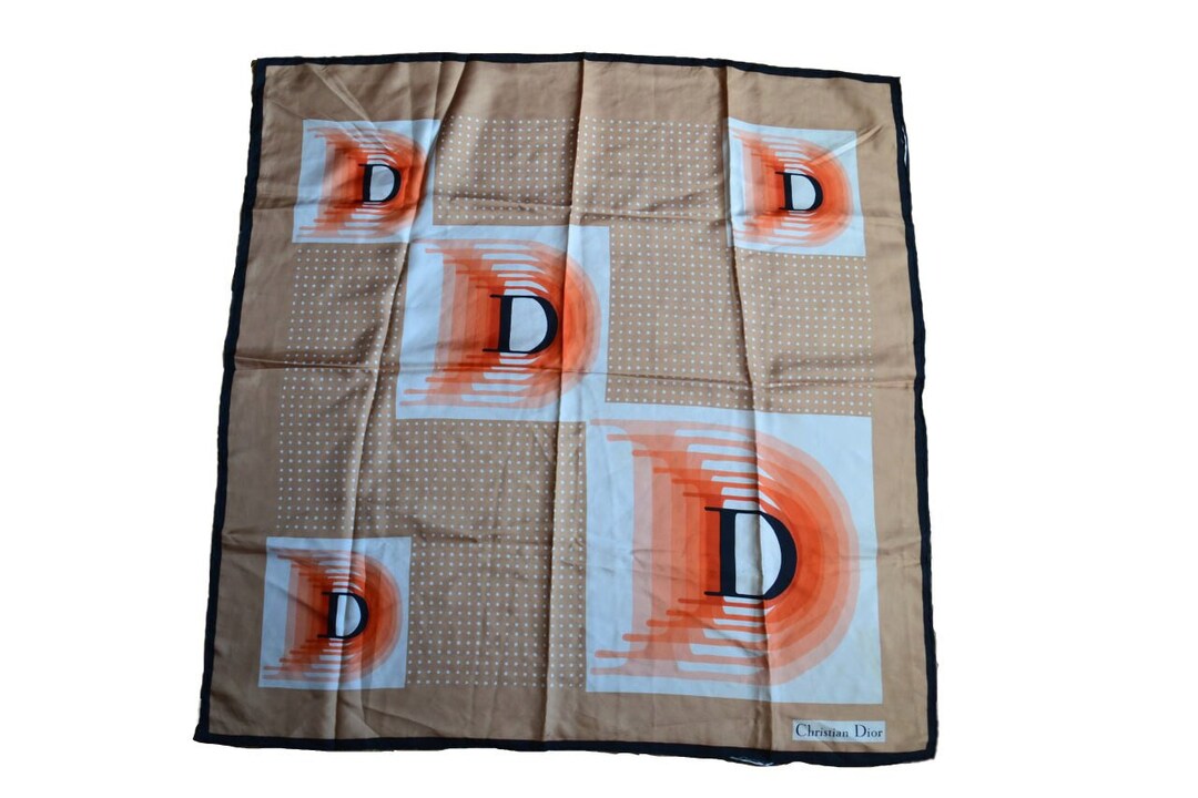 Vintage Christian Dior 1970s Monogram Silk Scarf Rare - Etsy