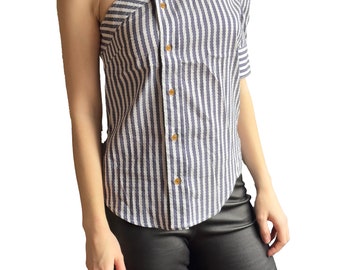 トップス Vivienne Westwood Asymmetry Stripe Shirt Vivienne Westwood Red Label Women's Asymmetric Blouse