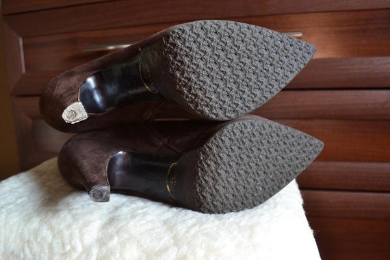 Vintage PRADA Brown Suede Boots Mid Suede Booties… - image 9