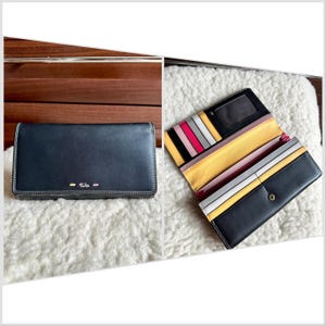 Cartera de piel para mujer, Cartera grande de piel, Cartera de piel multicolor, Cartera de piel con cremallera, Cartera de piel Tula