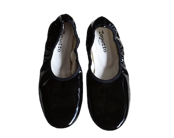 Repetto Caruso Black Patent Leather Ballet Ballerina Flats V1701-410 39 US 8