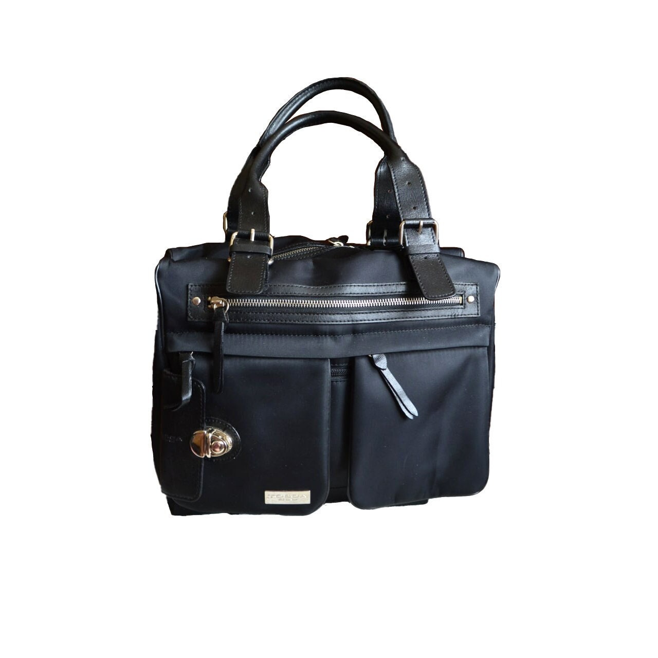 TOSCA BLU Vintage Nylon Black Handbag Top Handle Y2K Bag, Talian 