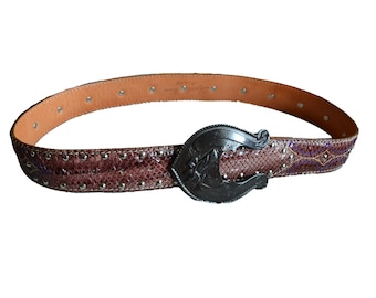 REPTILE ‘S HOUSE Cinto de couro de pele de cobra Python com fivela enorme de águia