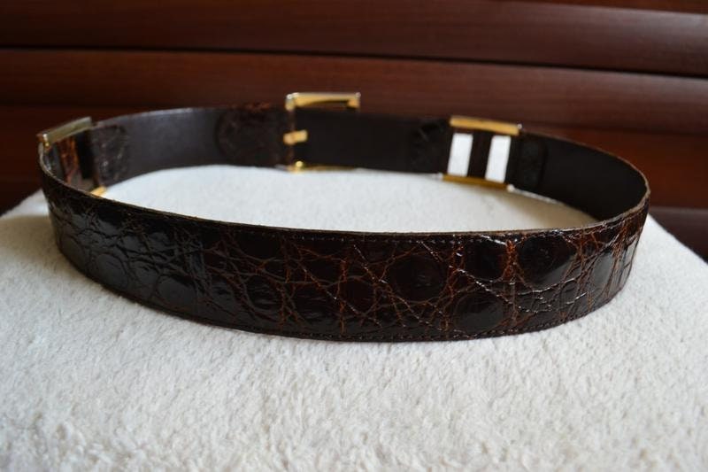 Vintage 1980s 1990s Genuine Crocodile Leather Dark Brown  display picture 3
