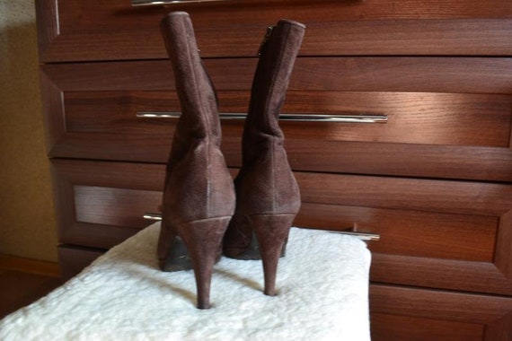 Vintage PRADA Brown Suede Boots Mid Suede Booties… - image 7