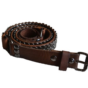 Vintage LIEBESKIND BERLIN Slim Belt Heavy Duty Grunge Biker Rock Motorcycle Leather Rivet Studded, LKB58, 80 cm