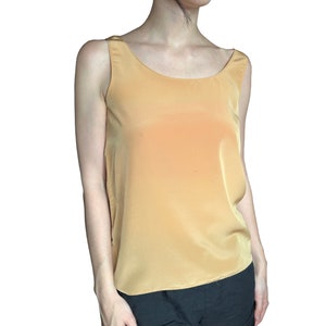 ALEXANE Paris 60s Silk Tank Summer Top Blouse, French Vintage, Creme Brulee Color