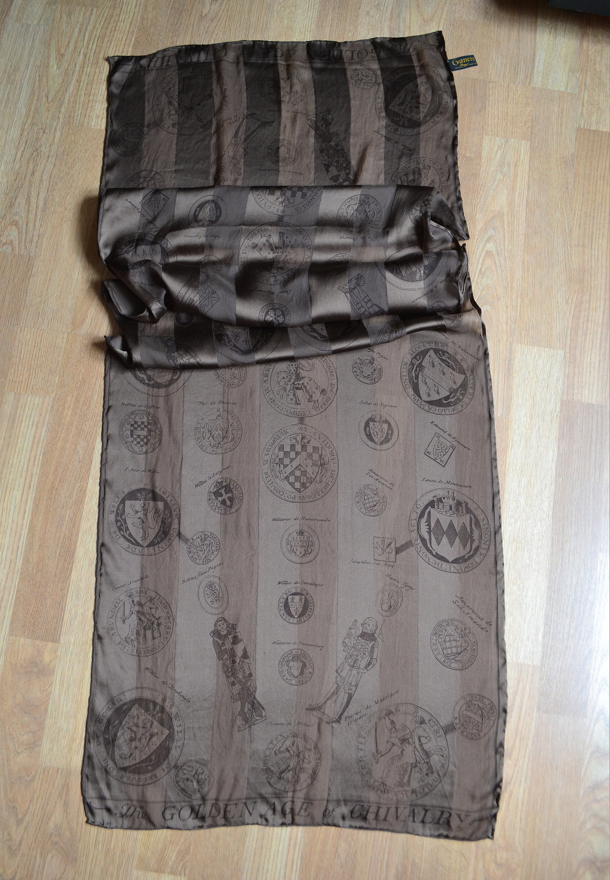 VINTAGE the Golden Age of Chivalry Medieval Knighthood Knights Crest Silk  Long Scarf Shawl Neckerchief Brown - Etsy Ireland