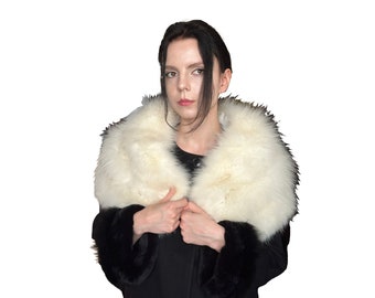 Vintage HIMMEL & SONS Chicago - Beverly Hills Antique Winter White Cream Arctic Fox Fur Cape Pelerine Collar, Great Gatsby Party Fur 50s 60s