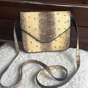 RARE Snake Python Vintage Skin Leather Clutch Bag Crossbody, Exotic Leather Bags, Classy Purse, Snakeskin Bag