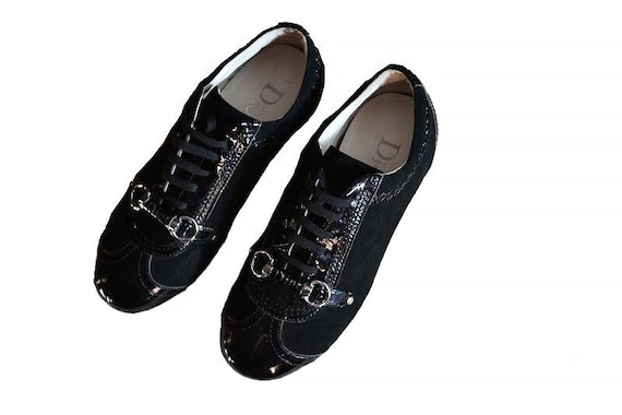 Vintage Dior Logo Rare scarpe Decollete Scarpe da ginnastica Sneakers Vernice vernice lacca Vera pelle scamosciata donna donna nero Y2K Christian Dior Etsy Italia