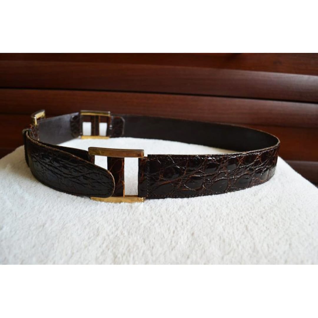 Vintage 1980s 1990s Genuine Crocodile Leather Dark Brown  display picture 2