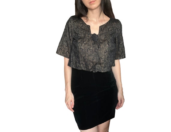 Marc Jacobs, Vintage MARC JACOBS Ladies Archive 2000s Floral Black Bolero Cropped Jacket, Size S