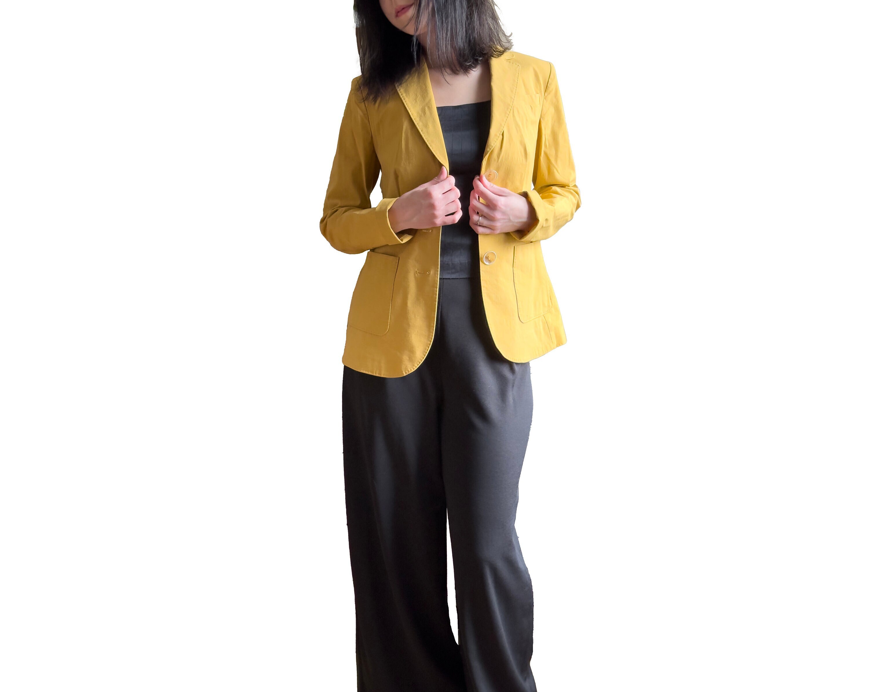 LUISA CERANO Women s Yellow Mustard Blazer Jacket Size US6 Women Blazer Designer Jacket Etsy Norway