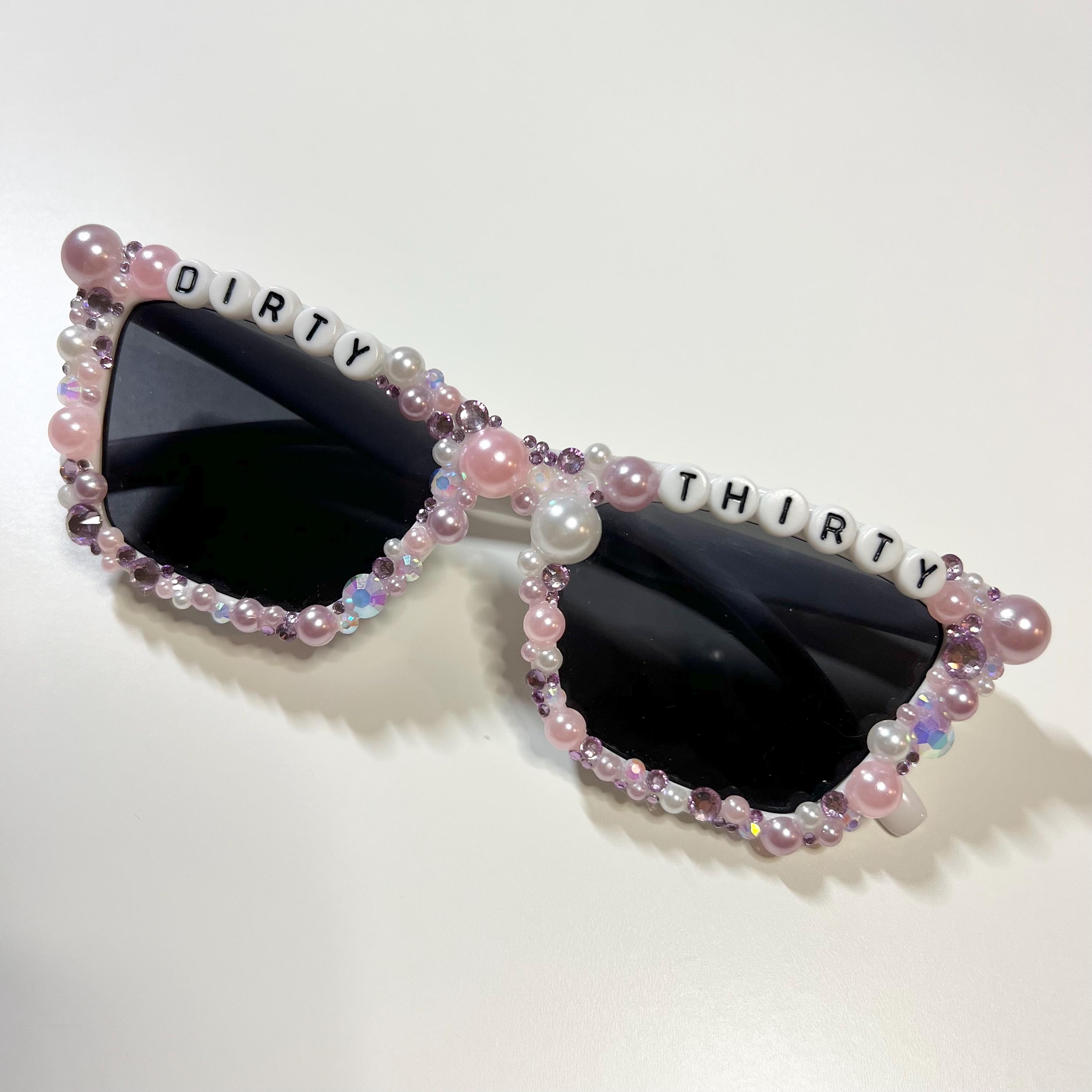 Dirty Thirty Embellished Black Sunglasses Dirty Thirty Gold Embellished Sunglasses - Etsy main image 4
