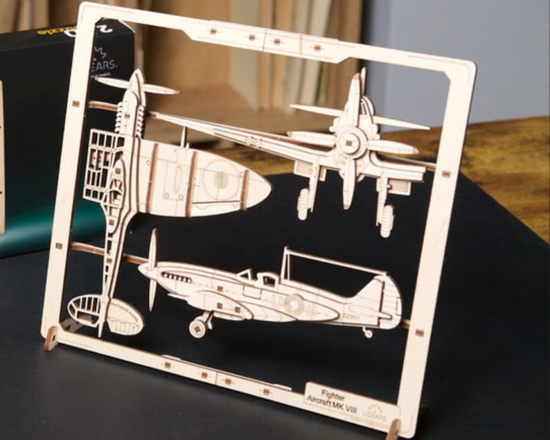 Spitfire 3mm, Wooden Laser Plane, SVG, DXF, Ai, Cdr, Digital Files for Laser Cutting Model