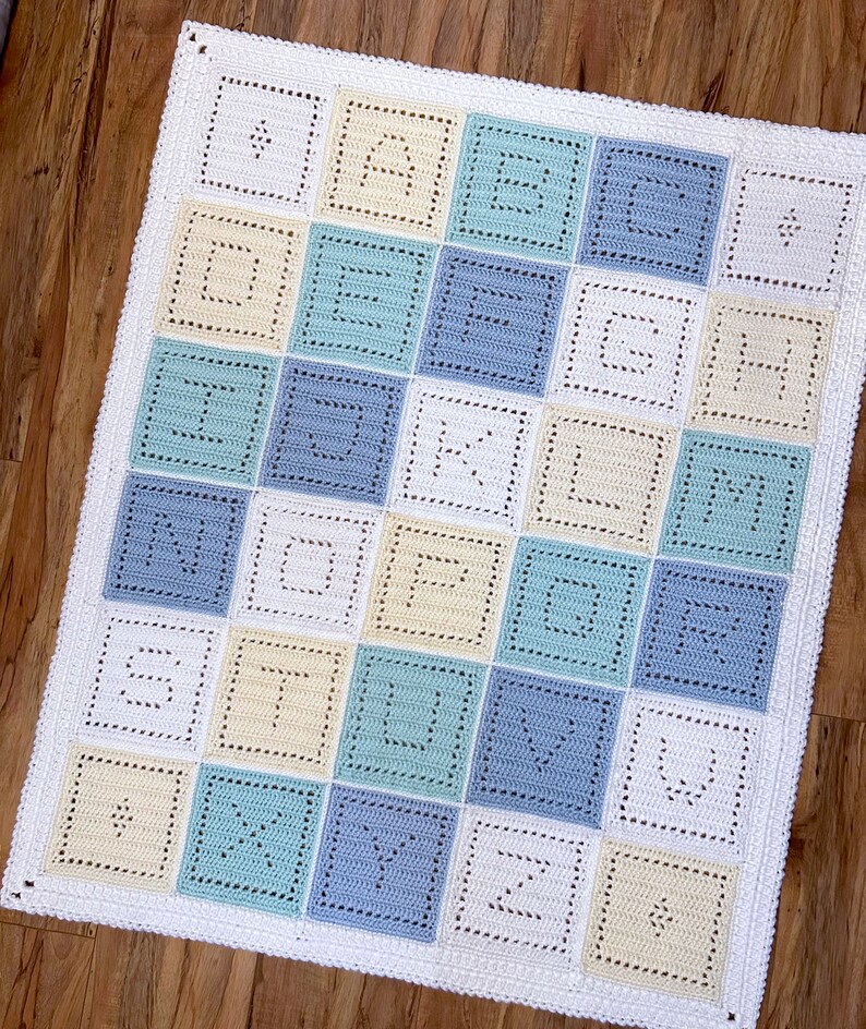 Pattern Abc's Alphabet Crochet Baby Blanket Etsy