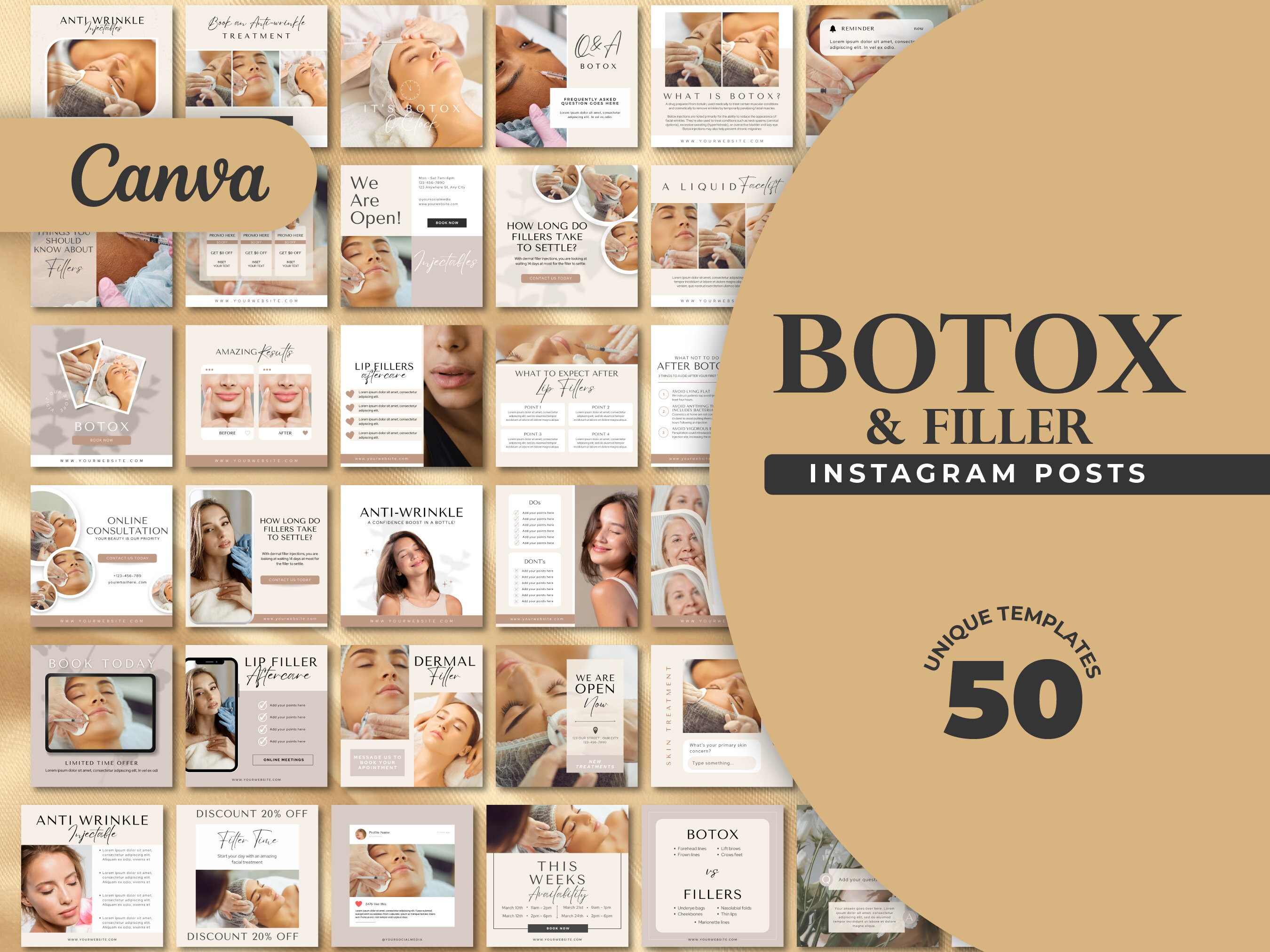 50 Botox & Filler Instagram Templates – Customizable Canva Designs for ...