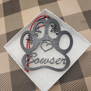 Personalized Dog Paw Ornament, Custom Dog Christmas Ornament, Custom Pet Christmas Ornament, Paw Print Ornament, Custom Cat Ornament