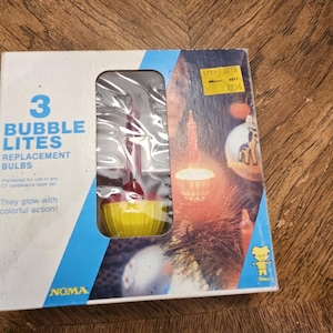 Vintage Noma 3 Bubble Lites Replacement Bulbs C7 candelabra base set, untested, 2 Sets