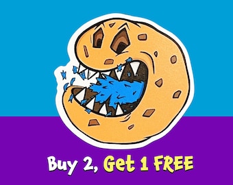 Cookie Monster Vinyl Sticker: Funny Sticker (2x2)