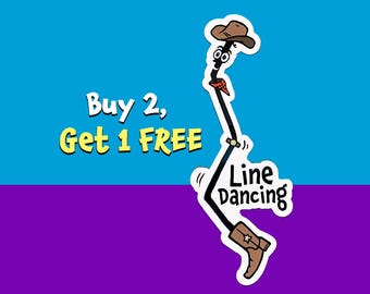 Line Dancing Vinyl Sticker: Funny Humor Pun Art