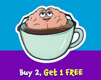 Brain Steeping Vinyl Sticker: Funny Coffee Lover Gift