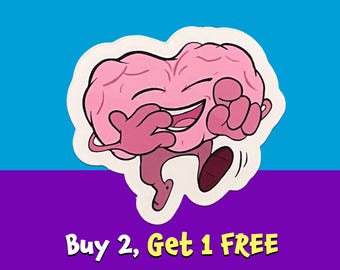 Laughing Brain Vinyl Sticker: Funny Laptop Decal (2x2)