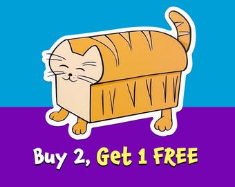 Pure Bread Cat Vinyl Sticker: Funny Comic Car Decal