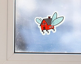 House Fly Vinyl Window Cling: Funny Pun Sticker Art (2"x2")