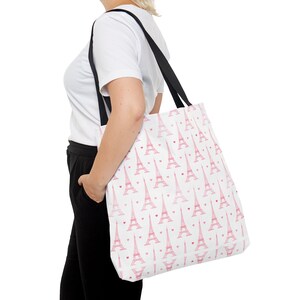 Paris Effeil Tower Pink Tote Bag Cute Eco-Friendly Shopping Bag Paris Lover Gift Parisian Decor Pink Paris Tote Bag Reusable Shopping Bag