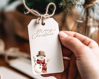 Etiquetas de regalo navideñas de muñeco de nieve: etiquetas imprimibles para regalos (descarga digital)