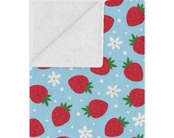 Strawberry Minky Blanket: Cozy Cottagecore Plush Throw