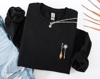 Embroidered Good Witch Bad Witch Sweatshirt Gold And Silver: Oz Broadway Crewneck