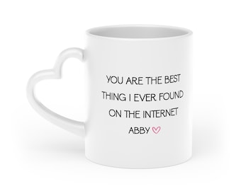 Personalized Heart-Shaped Love Quote Mug | Romantic Coffee Cup, Sweet Pink Heart