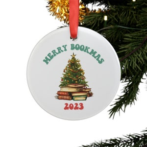 Book Christmas Ornament Merry Bookmas Ornament Gift For Book Lover Xmas Bauble Book Themed Decor Book Christmas Ornament Reading Book Bauble