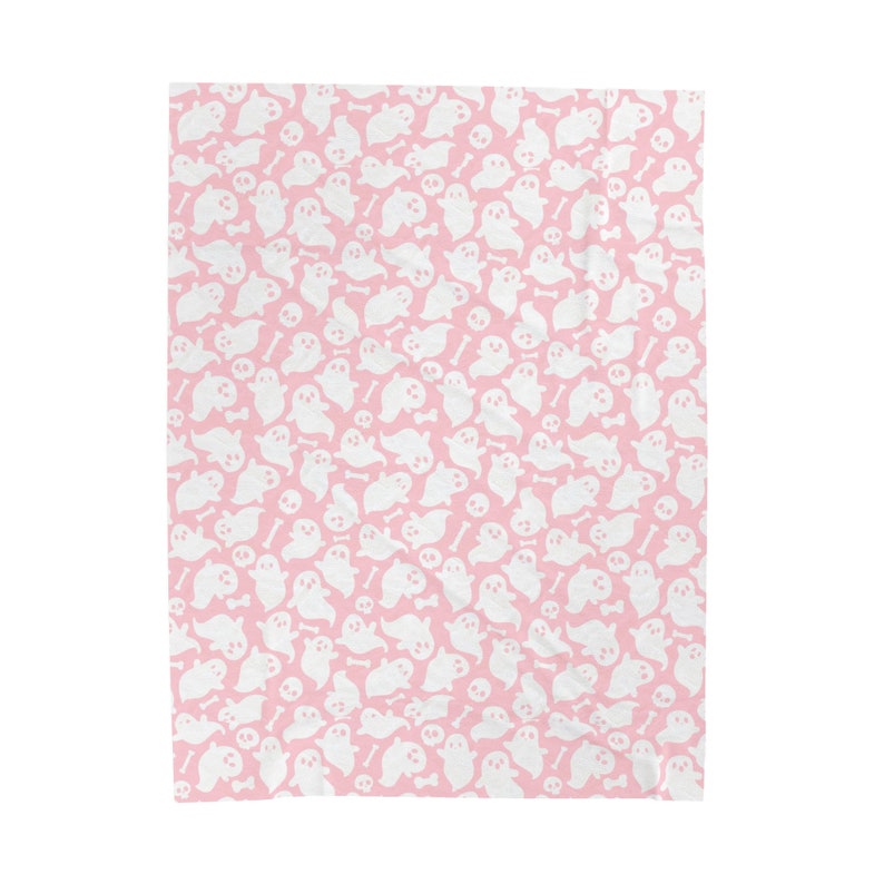 Coperta fantasma rosa: coperta in peluche di velluto di Halloween immagine 1