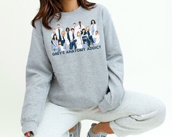 Greys Anatomy Addict Crewneck Sweatshirt Grey Anatomy Gift for Mom TV Show Shirt Etsy
