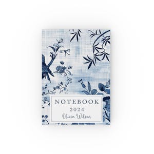 Diario de tela azul personalizado: cuaderno de escritura personalizado