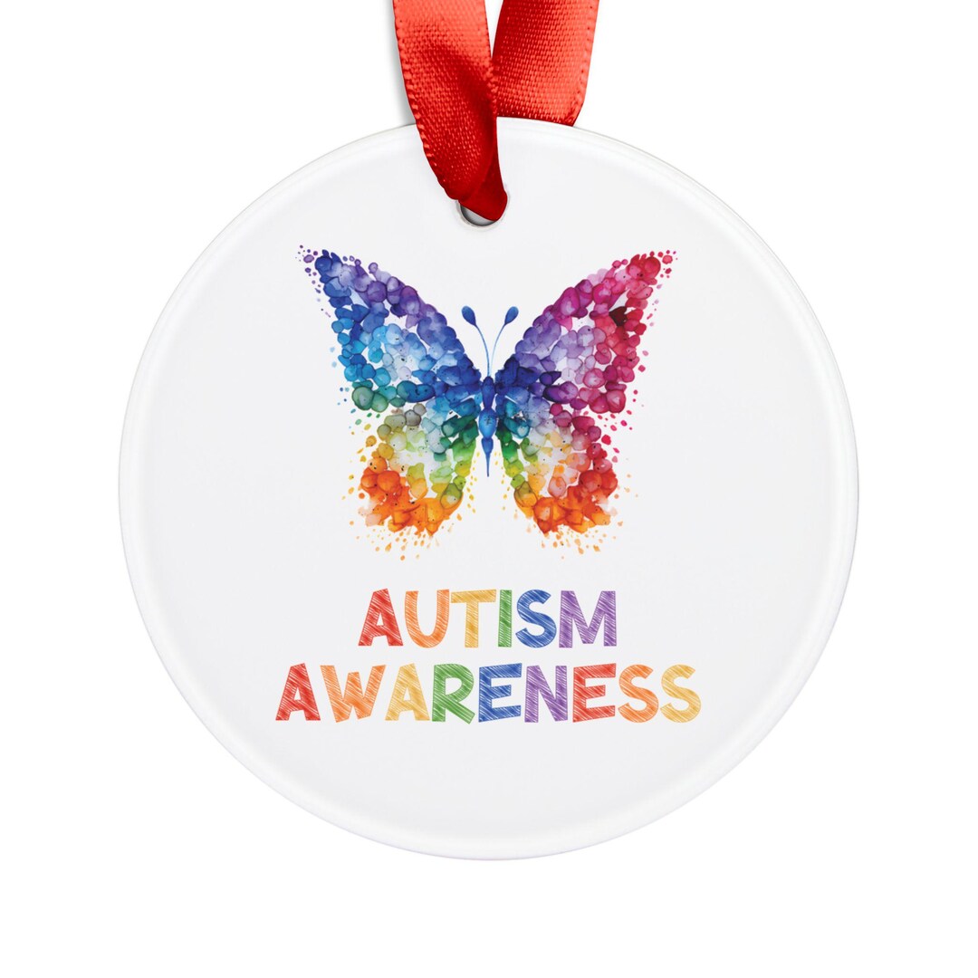 Acrylic Ornament, Rainbow Butterfly Autism Awareness Gift, Christmas ...