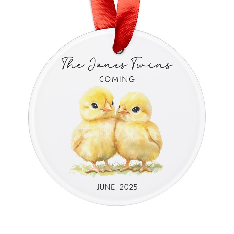 Personalized Twins Last Name & Due Date With Baby Chicks, Custom