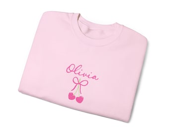 Moletom personalizado com nome bordado e cerejas | Coquette Cherries
