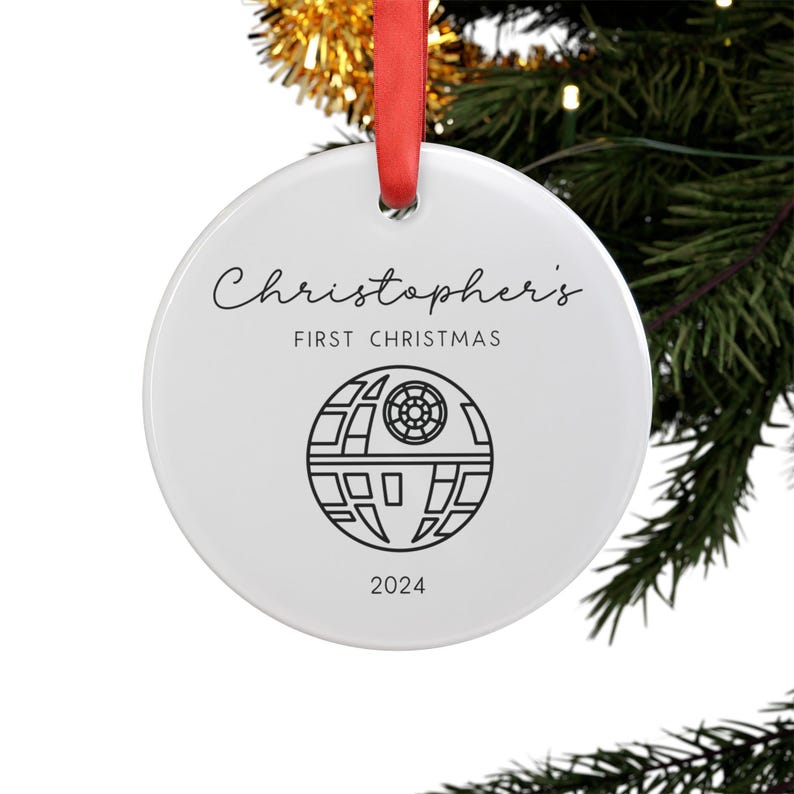 Death Star Personalized Acrylic Ornament With Ribbon Fully Operational