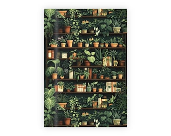 Botanical Bookshelf Wrapping Paper: Vintage Plant Lover Gift Wrap