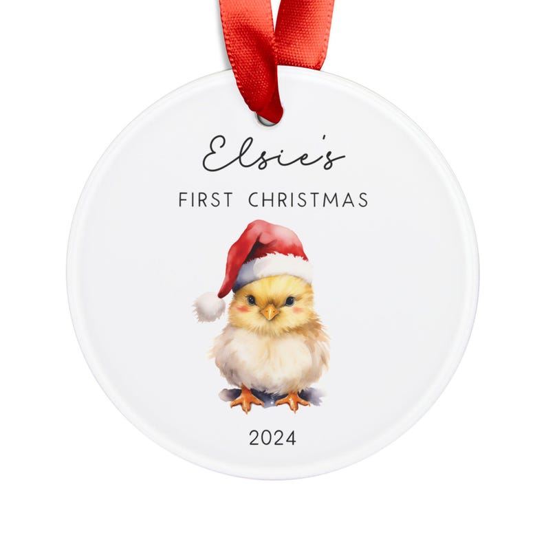 Personalized Baby Chick Christmas Hat Keepsake Babys First Christmas