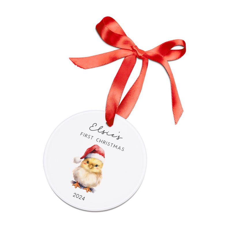 Personalized Baby Chick Christmas Hat Keepsake Babys First Christmas