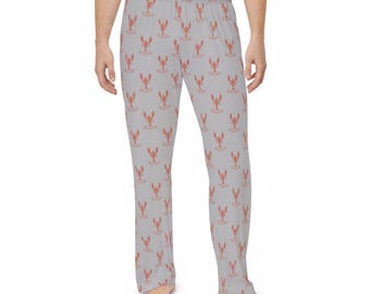 Lobster Maine Print Men's Pajama Pants: Coastal Sleepwear
